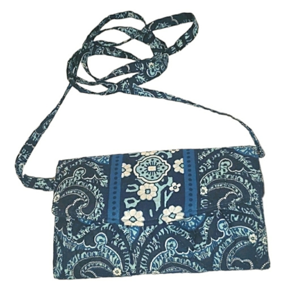Cul-de-sac Paisley Crossbody Shoulder Wallet Style Purse Shades of Blue NWT